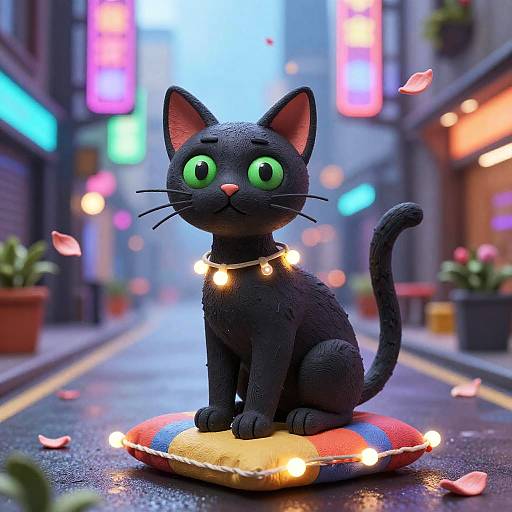 Cyberpunk Claymation Cat Scene