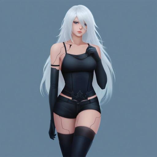 Elegant Android Woman with White Hair