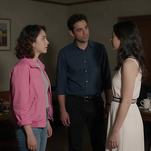 Three People in Dimly Lit Room