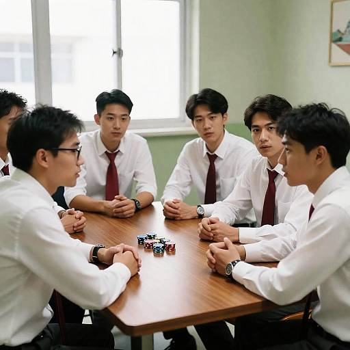 Businessmen Meeting Around Poker Chips