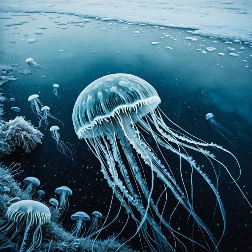 Frozen Jellyfish in Icy Ocean Art Frozen Jellyfish in Icy Ocean Art