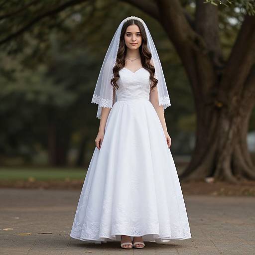 Bride in White Dress Outdoors