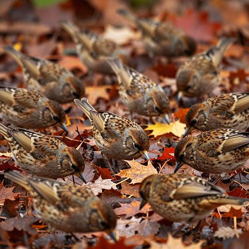 Timber Larks Foraging in Autumn