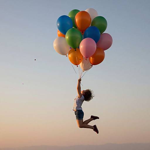 Childhood Dreams Lifted by Balloons