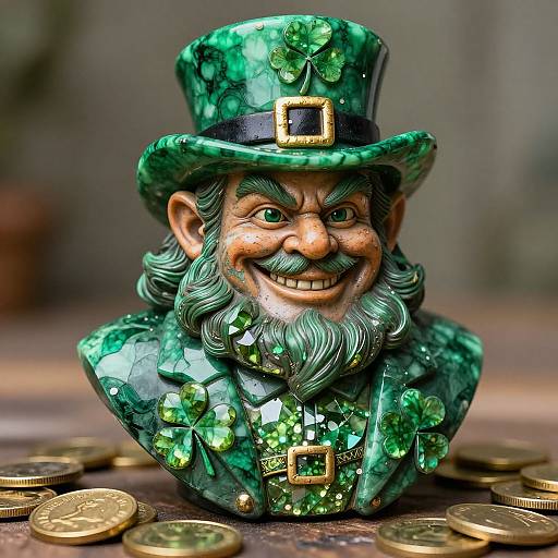 Hyperrealistic Leprechaun Bust Macro Shot