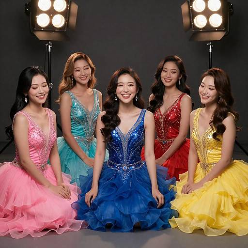 Vibrant Portrait of Five Stylish Women