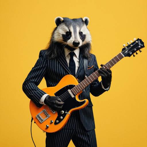 Stylish Badger Playing Electric Guitar