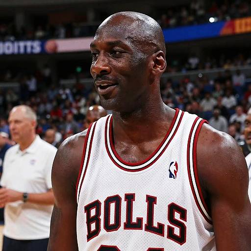 Basketball Player in Bulls Jersey at Game