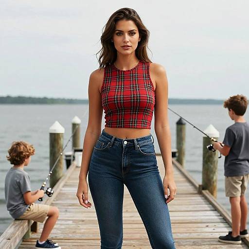Casual Chic Woman at Fishing Pier