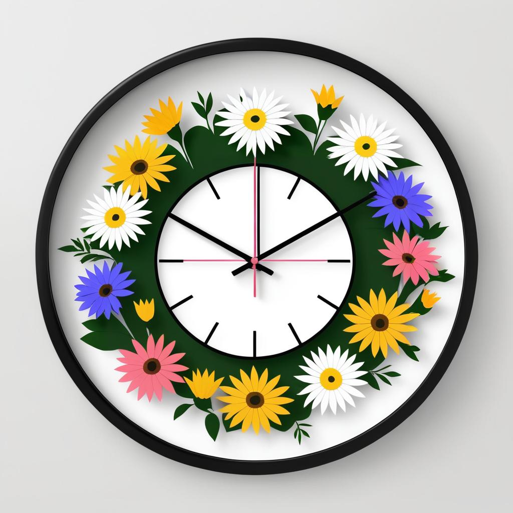 Minimalistic Clock with Floral Hands