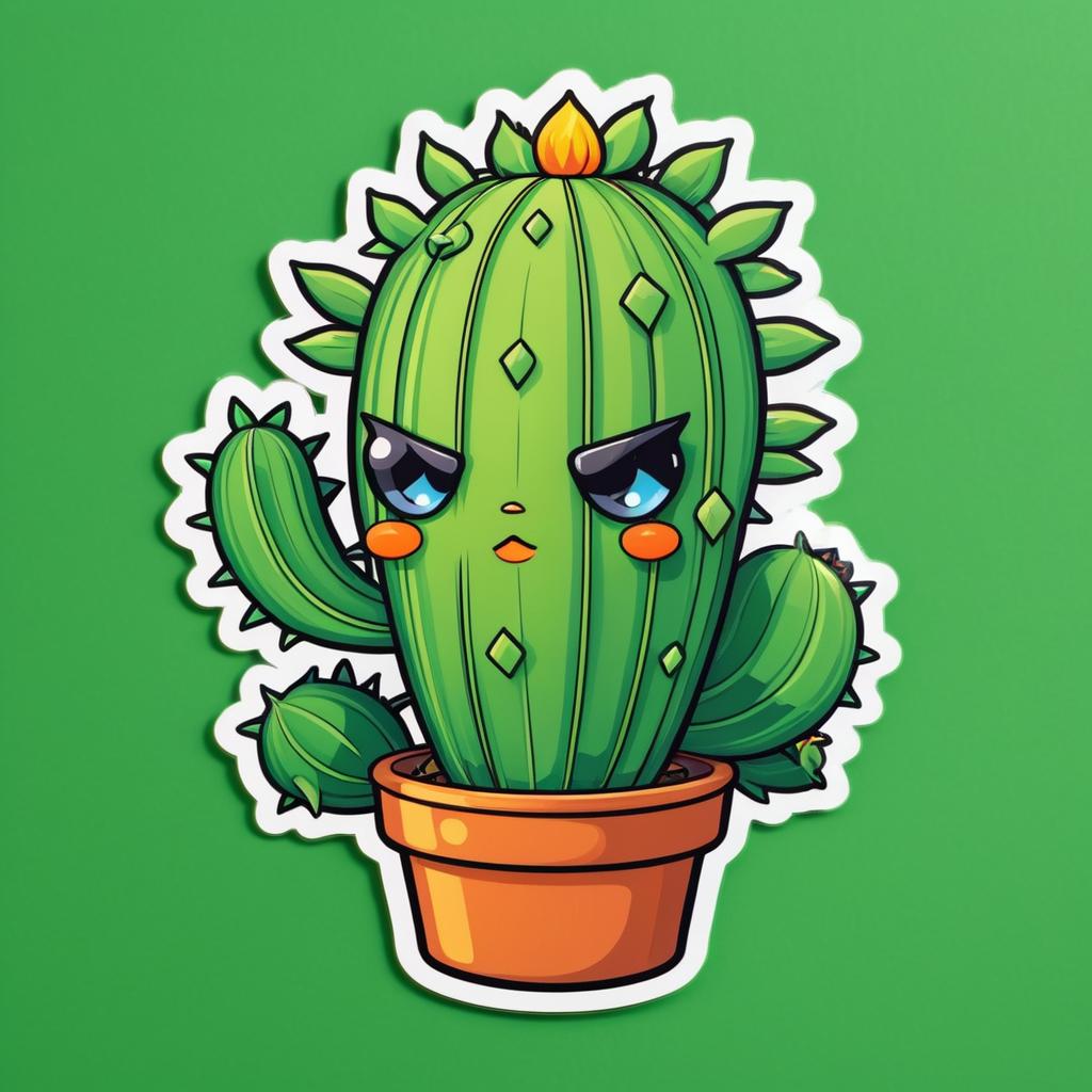 Adorably Annoyed Androgynous Cactus Sticker