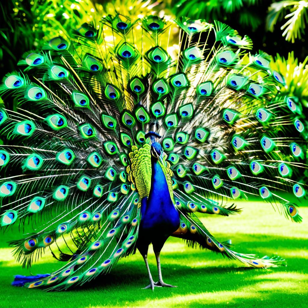 Stunning Peacock in Sunlit Garden