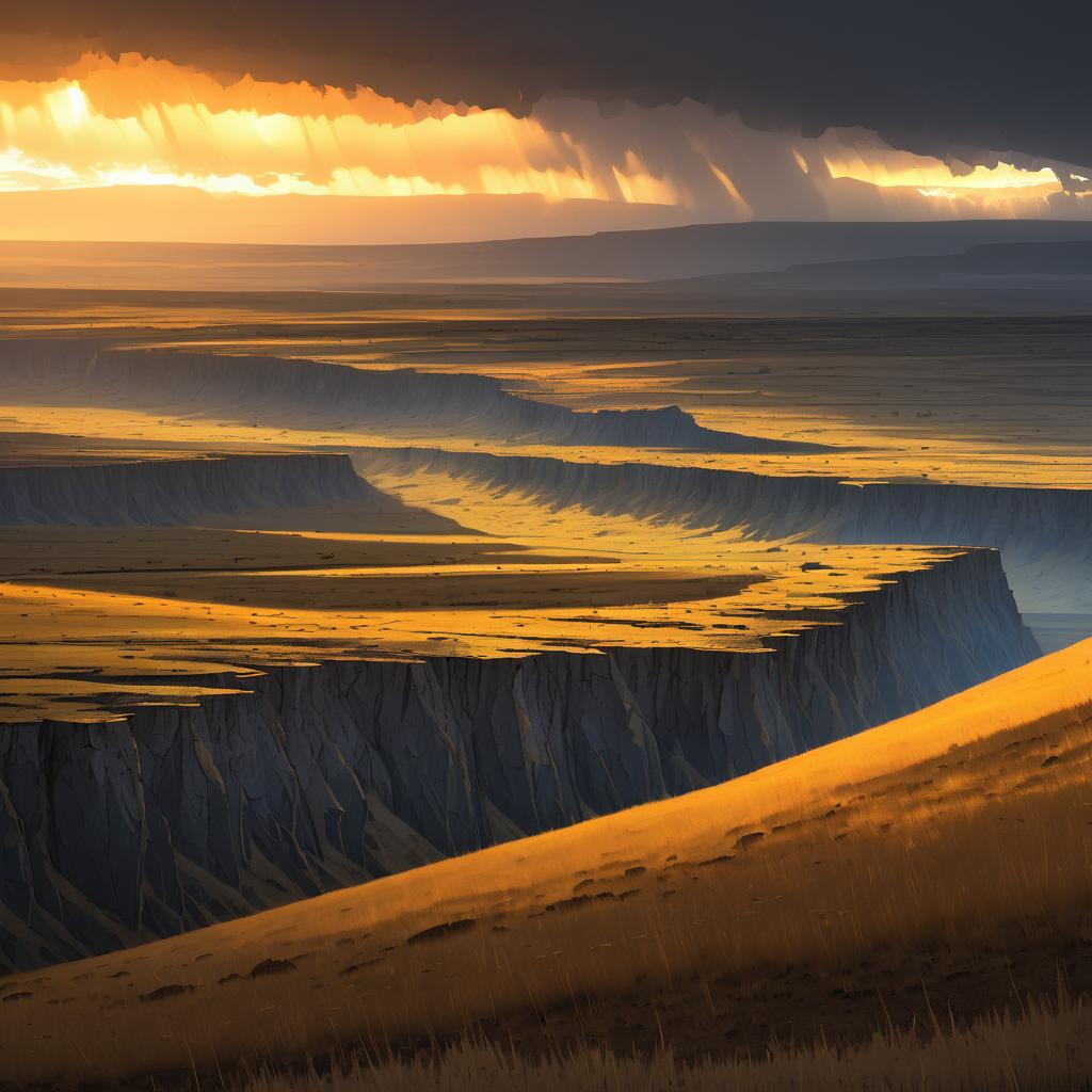 Surreal Seismic Rift with Stormy Dawn