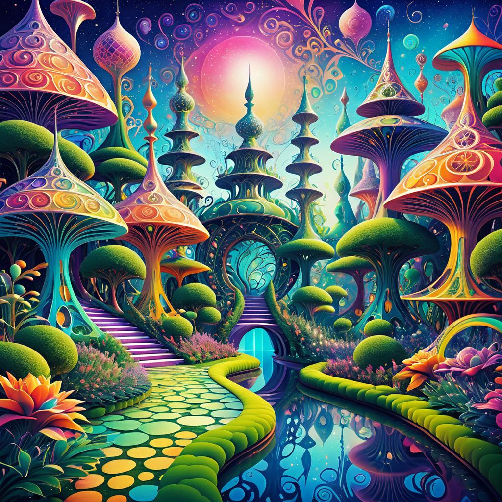 Whimsical Psychedelic Garden Art