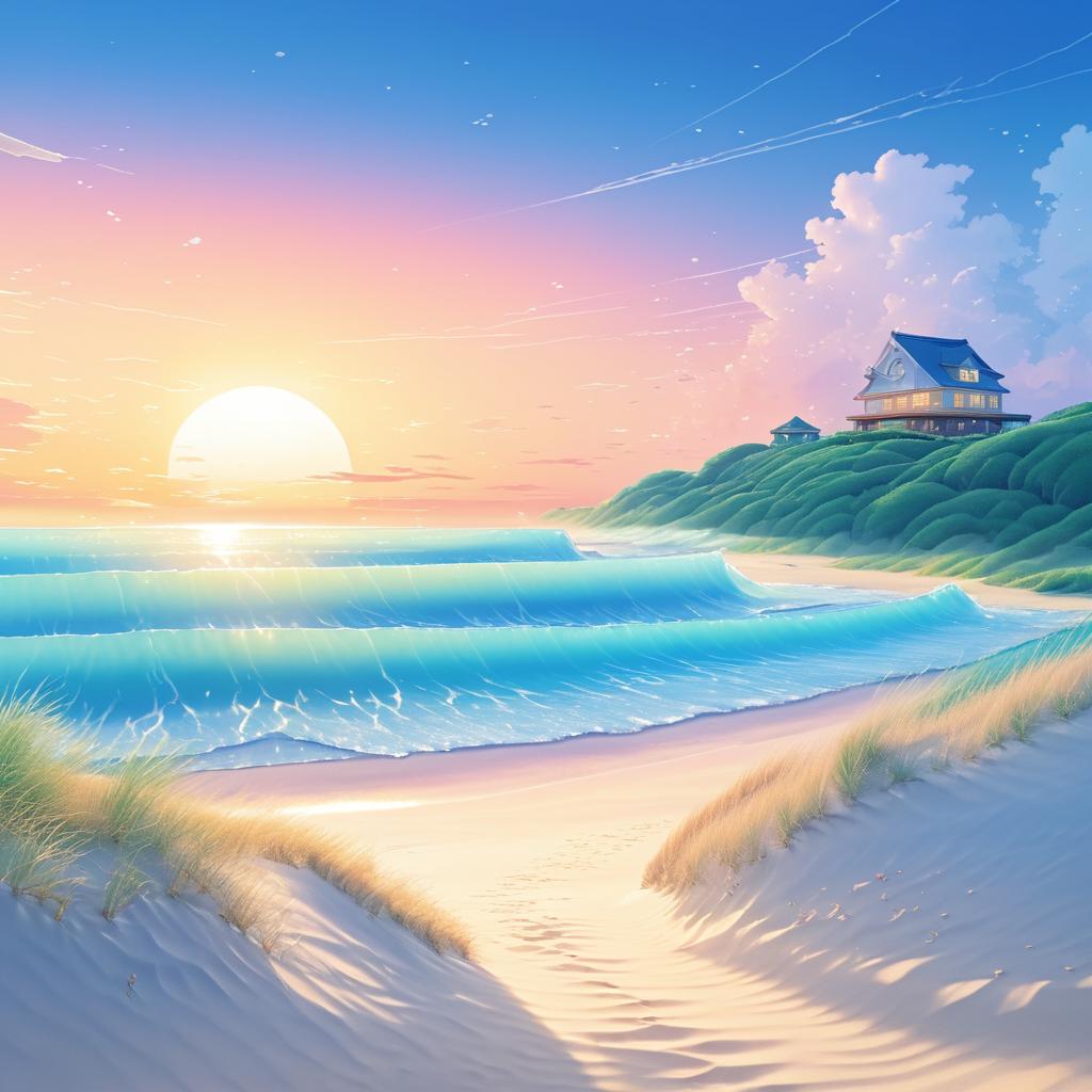 Whimsical Sunset Oceanic Landscape