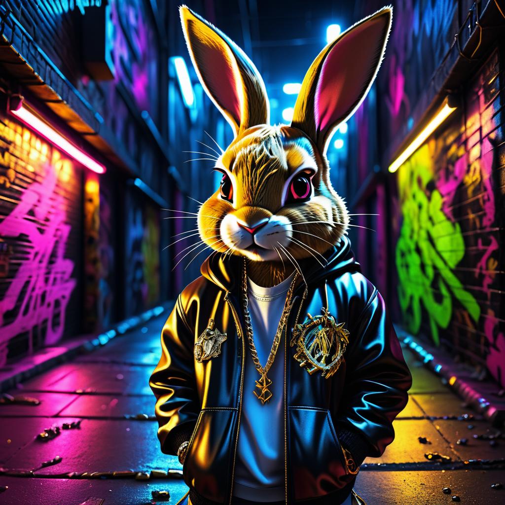 Epic Gangsta Rabbit in Gritty Alleyway