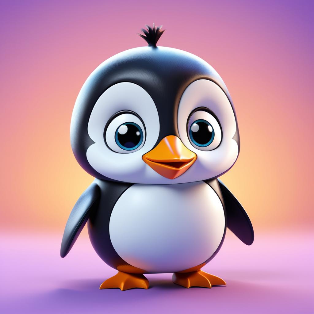 Playful DreamWorks Style Penguin Face