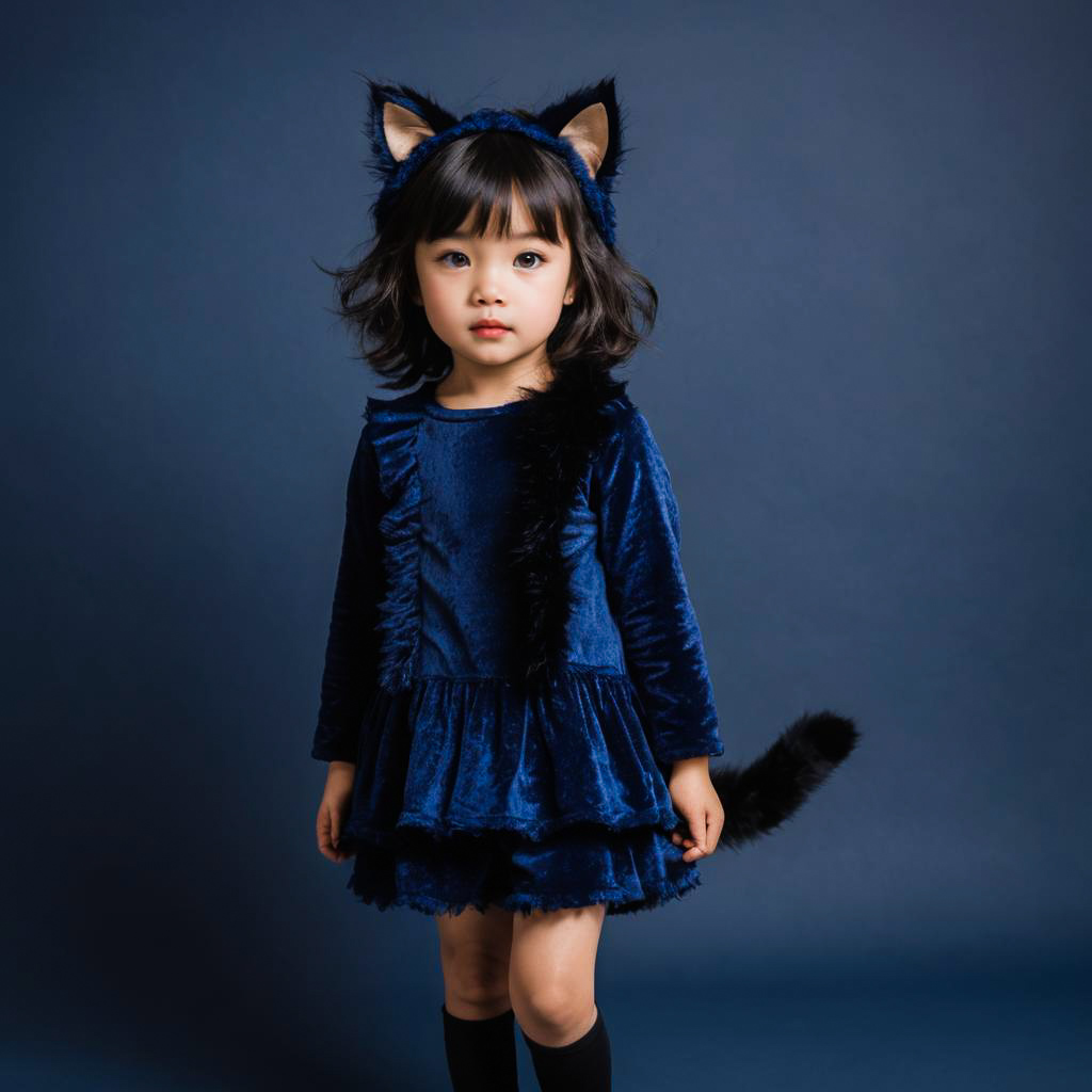 Whimsical Child in Cat Outfit Portrait