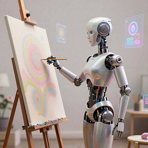 Robot Painter Creating Abstract Art