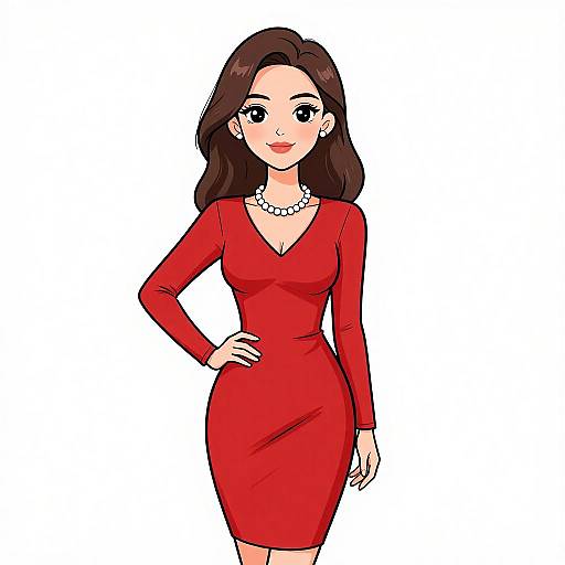 Elegant Woman in Red Bodycon Dress