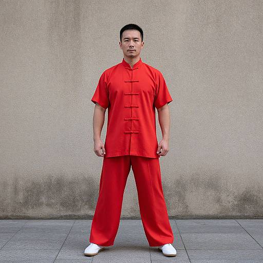 Man in Red Chinese Costume