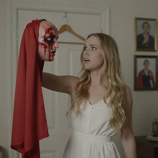 Disturbing Elegance: Shocked Woman's Portrait