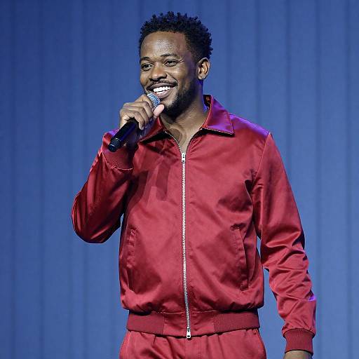 Confident Black Man in Red Outfit