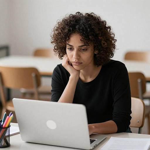 Focused Woman at a Workspace