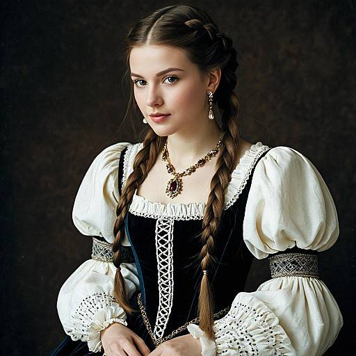 Young Woman in Elegant Renaissance Dress