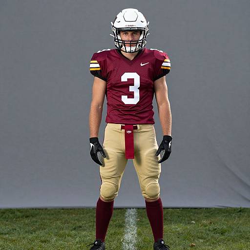 Football Player on Grassy Field