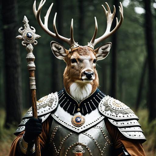 Anthropomorphic Deer in Ceremonial Armor