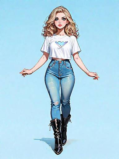 Stylish Blonde Woman in Casual Chic Outfit