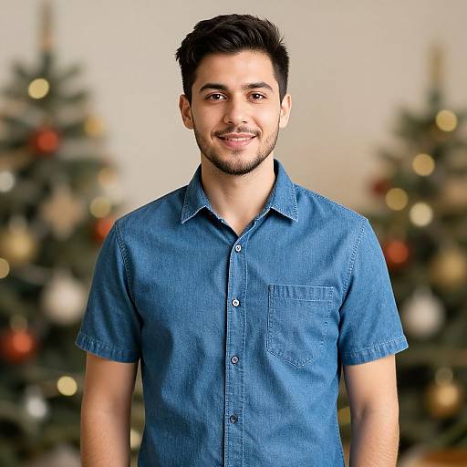 Realistic Male in Denim Party Attire