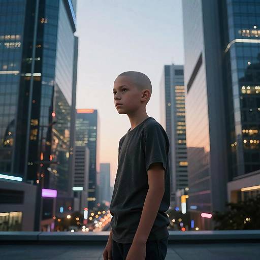 Cyberpunk 13-Year-Old in Futuristic City