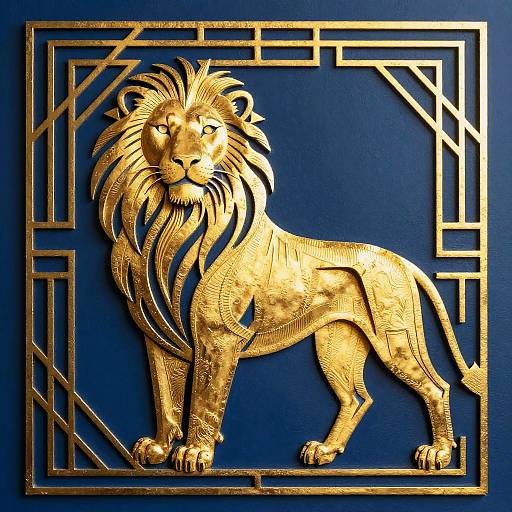 Art Deco Lion with Metallic Texture