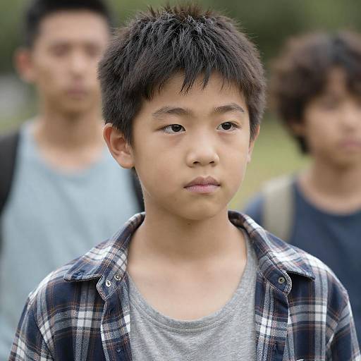 Portrait of a Young Asian Boy Outdoors