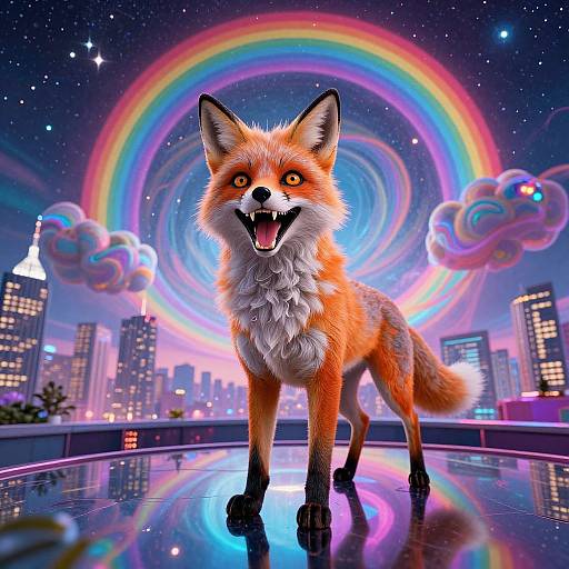 Psychedelic Dog-Cat-Fox Hybrid Art