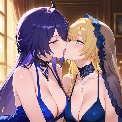 Elegant Yuri Kiss in Moody Interior
