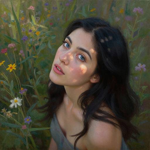 Enigmatic Hispanic Woman Oil Portrait