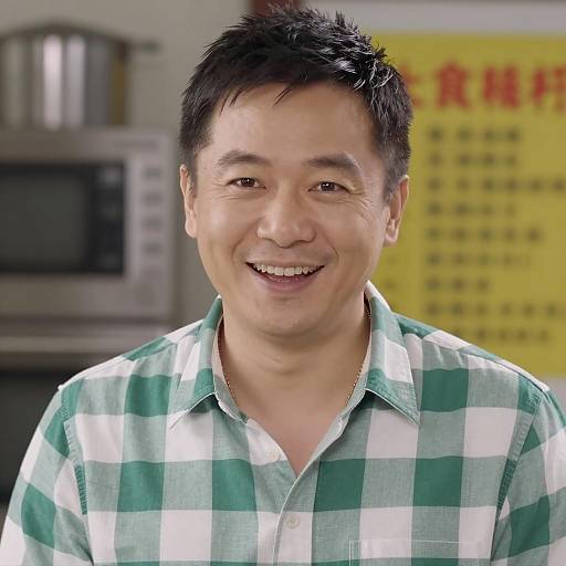 Cheerful Man in Casual Kitchen Setting
