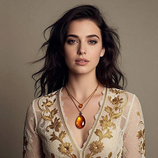 Elegant Woman with Amber Necklace
