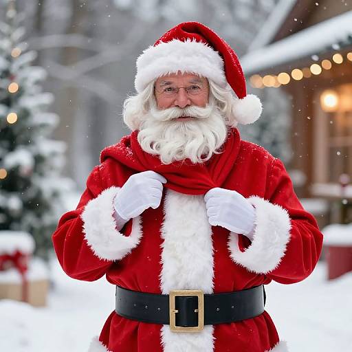 Classic Male Santa in Winter Scene