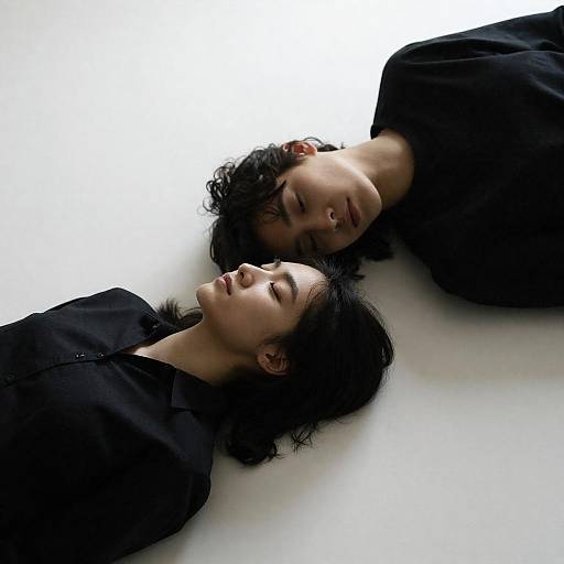 High-Contrast Photo of Two People on White Surface