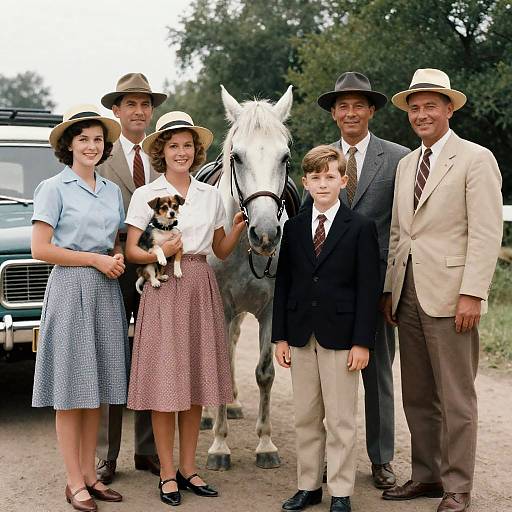 1960s Family Portrait with a Horse