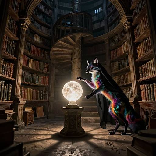 Celestial Vixen in Ancient Library