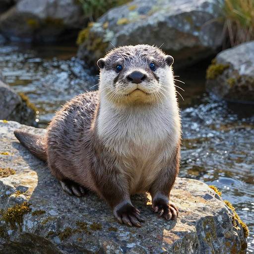 River Otter on Rocky Streamside