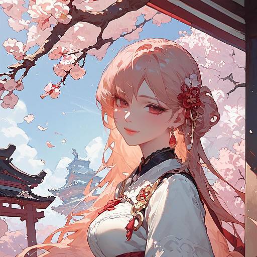 Kushina Under Cherry Blossoms Portrait