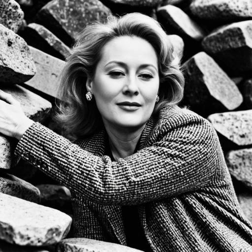 Elegant Woman Posing Among Stones