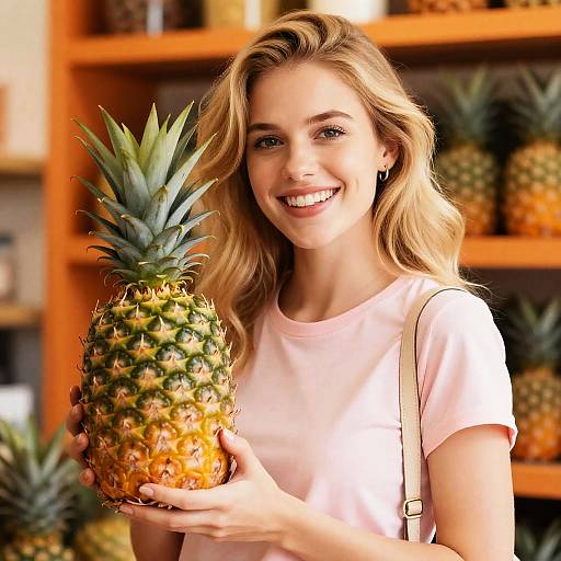 Joyful Woman with Pineapple Portrait