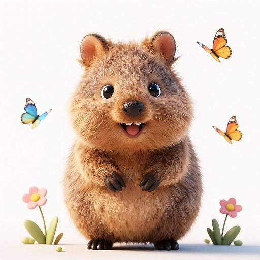 Kawaii Quokka in Flower Garden